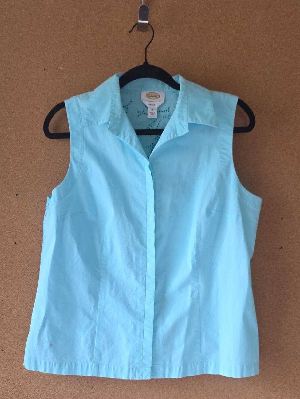 Talbots Stretch Floral Embroidered Sleeveless Tank Top Blue Size 16 Softgirl